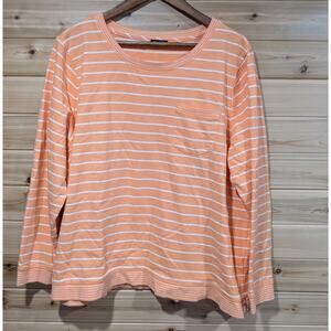 Talbots Top Womens 2X Coral‎ Striped Casual Terry Nautical Beach